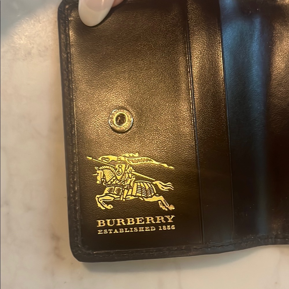 Burberry Tan and Brown Checkered Wallet Coin Purse with Gold Detail - Picture 8 of 8